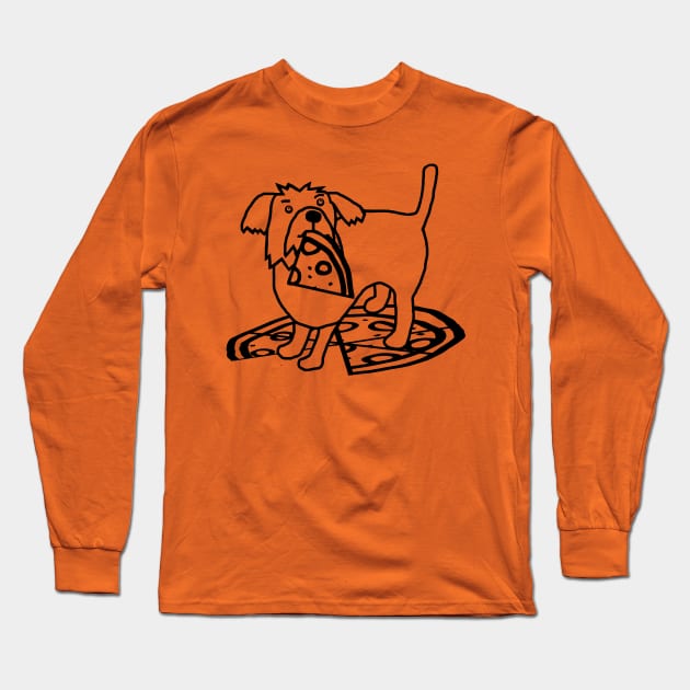 Cute Dog with Pizza Outline Long Sleeve T-Shirt by ellenhenryart